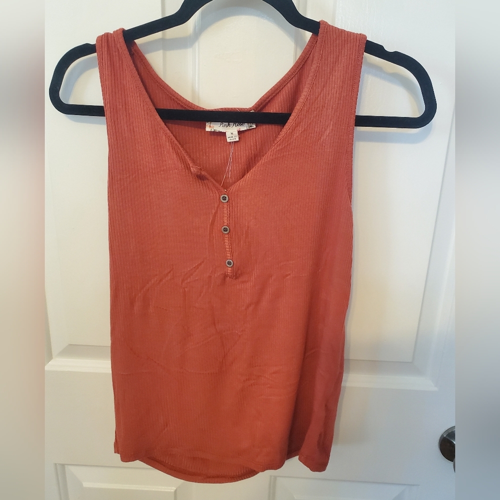 Pink Rose Burnt Orange Tank top